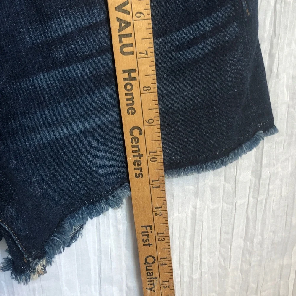 7 FOR ALL MANKIND sz 2 denim shorts w/ fringe & LOFT rust short sleeve lace top